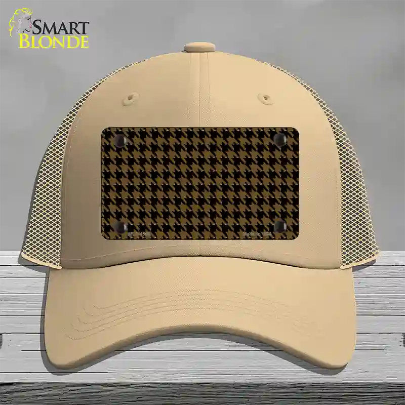 Brown Black Houndstooth Novelty License Plate Hat Mesh / Khaki