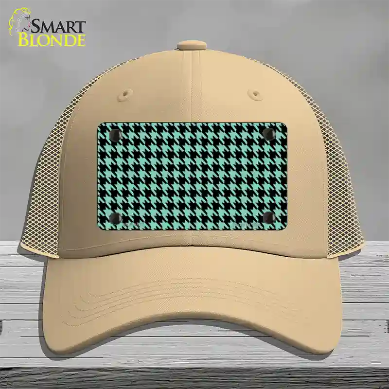 Mint Black Houndstooth Novelty License Plate Hat Mesh / Khaki