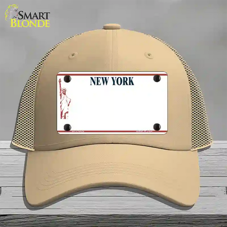 New York State Blank Novelty License Plate Hat Mesh / Khaki