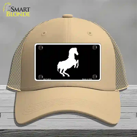 Horse Novelty License Plate Hat Mesh / Khaki