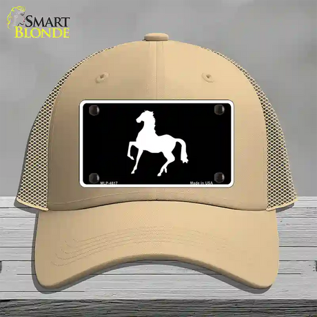 Horse Prancing Novelty License Plate Hat Mesh / Khaki