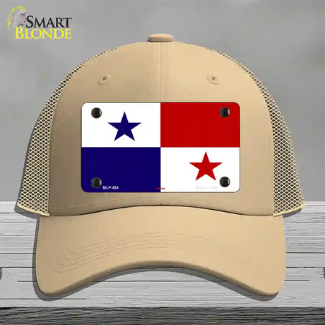 Panama Flag Novelty License Plate Hat Mesh / Khaki