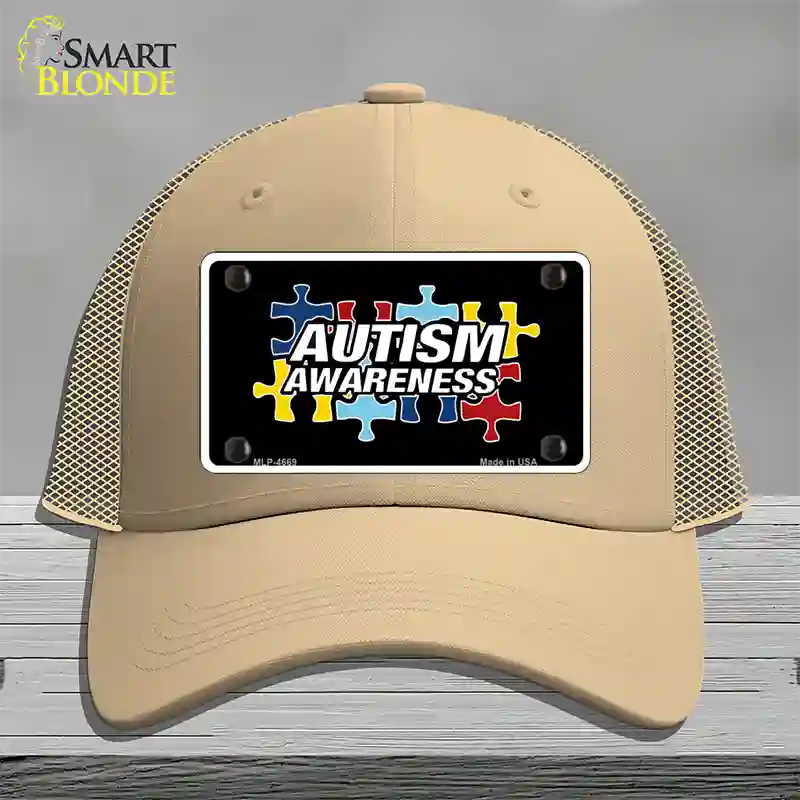 Autism Awareness Novelty License Plate Hat Sign Mesh / Khaki