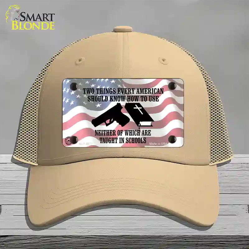 Every American Should Know Novelty License Plate Hat Mesh / Khaki