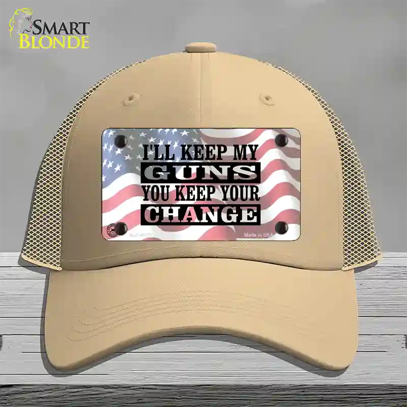 Ill Keep My Guns Novelty License Plate Hat Mesh / Khaki