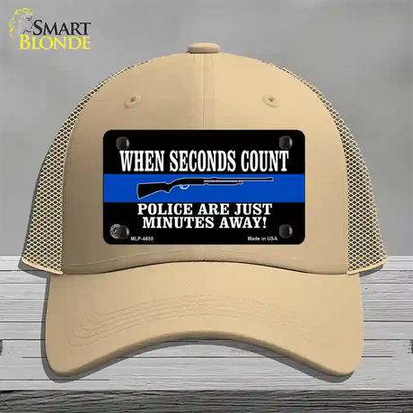 Police Are Just Minutes Away Novelty License Plate Hat Mesh / Khaki