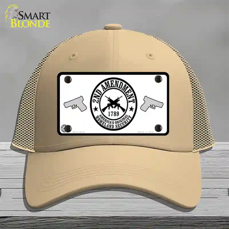 2nd Amendment Novelty License Plate Hat Mesh / Khaki