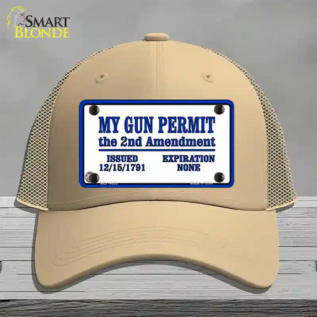 My Gun Permit Novelty License Plate Hat Mesh / Khaki