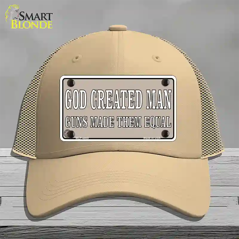 Guns Made Them Equal Novelty License Plate Hat Mesh / Khaki