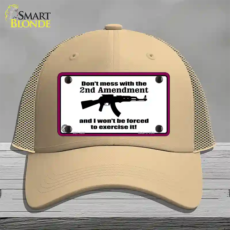 I Wont Be Forced To Use It Novelty License Plate Hat Mesh / Khaki