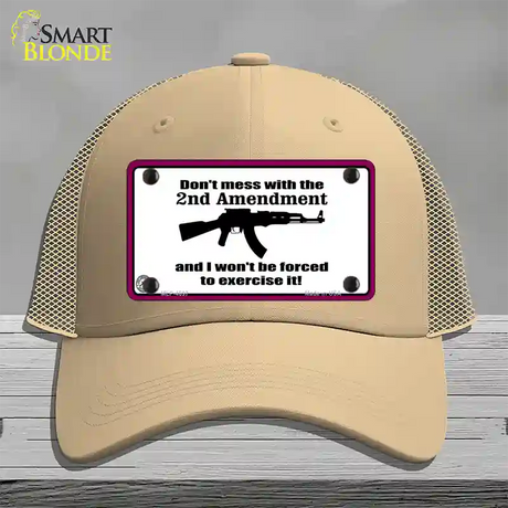 I Wont Be Forced To Use It Novelty License Plate Hat Mesh / Khaki