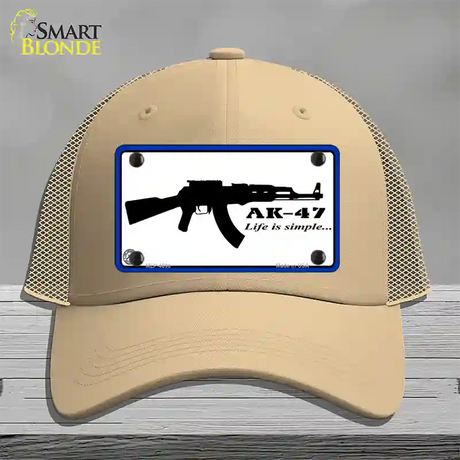 Life Is Simple Novelty License Plate Hat Mesh / Khaki