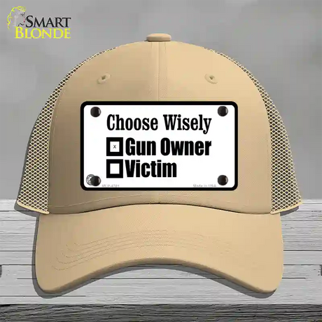 Choose Wisely Novelty License Plate Hat Mesh / Khaki