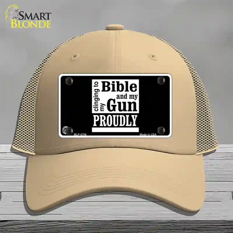 My Bible And My Gun Novelty License Plate Hat Mesh / Khaki