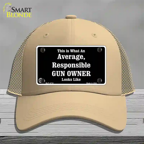 Average Gun Owner Novelty License Plate Hat Mesh / Khaki