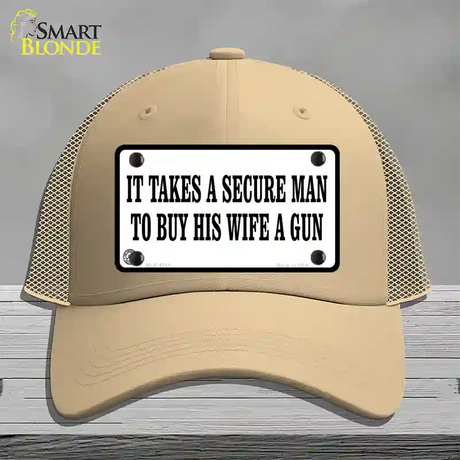 It Takes A Secure Man Novelty License Plate Hat Mesh / Khaki