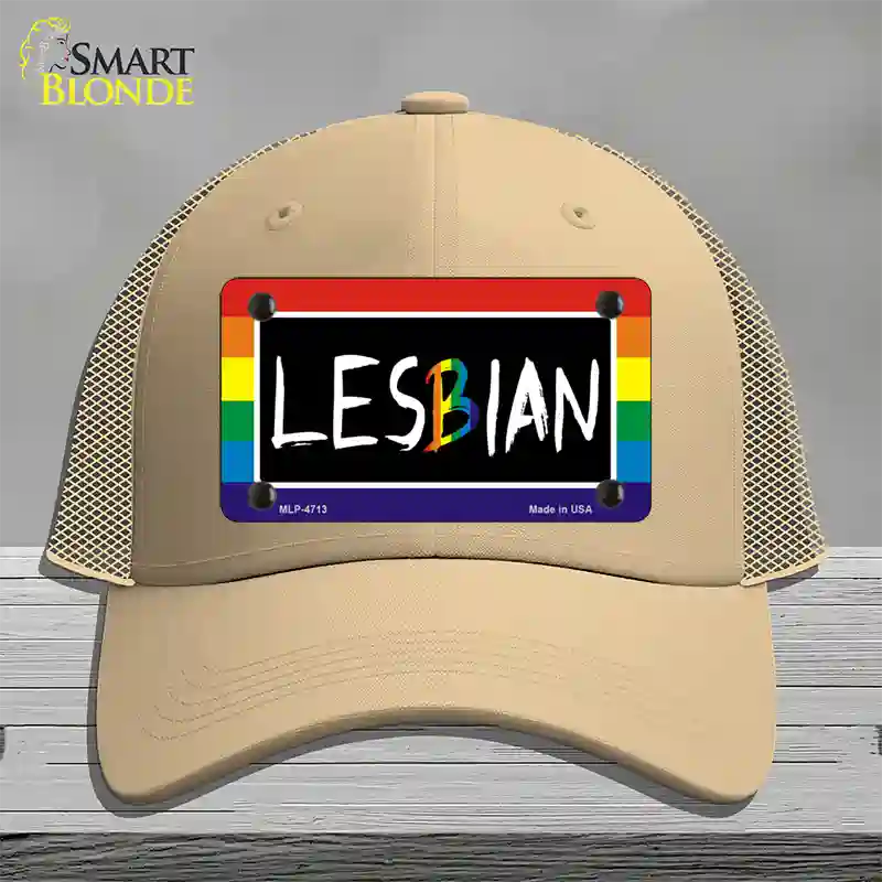 Lesbian Novelty License Plate Hat Mesh / Khaki