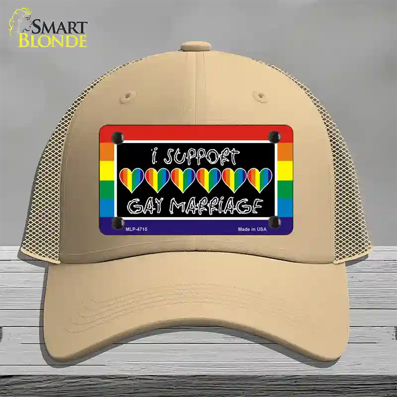 Support Gay Marriage Novelty License Plate Hat Mesh / Khaki