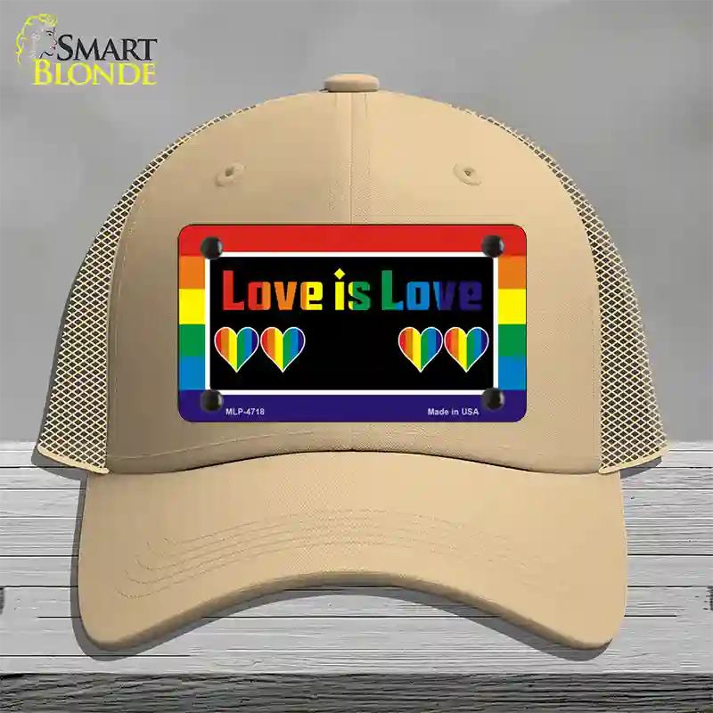 Love Is Love Novelty License Plate Hat Mesh / Khaki