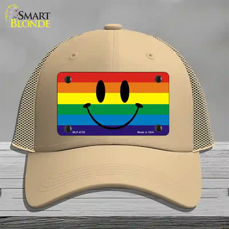 Smiley Face Novelty License Plate Hat Mesh / Khaki