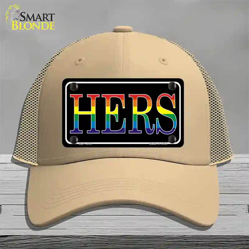 Hers Rainbow Novelty License Plate Hat Mesh / Khaki