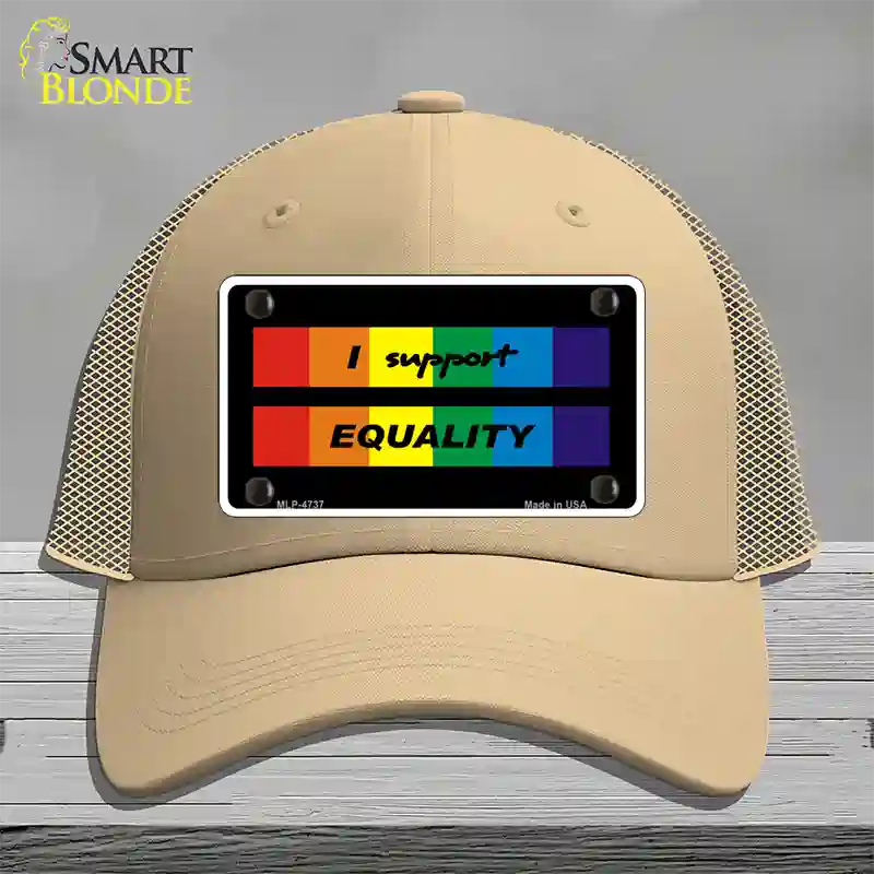 I Support Equality Novelty License Plate Hat Mesh / Khaki