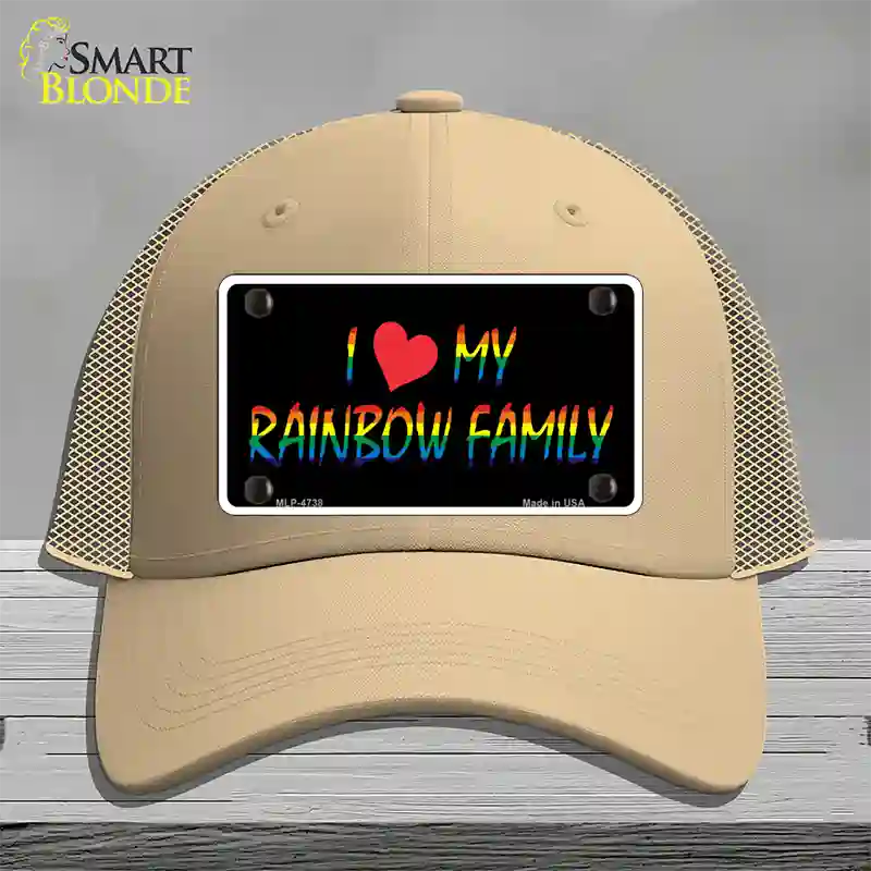 I Love My Rainbow Family Novelty License Plate Hat Mesh / Khaki