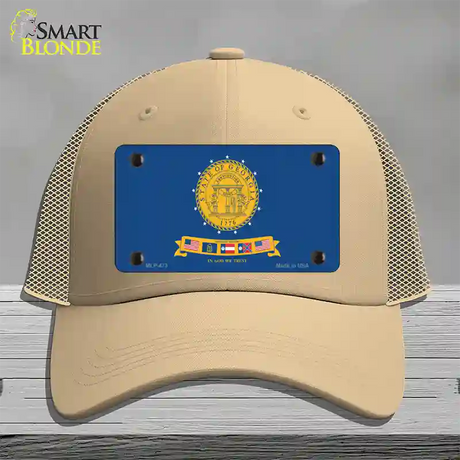 Georgia State Seal Novelty License Plate Hat Mesh / Khaki