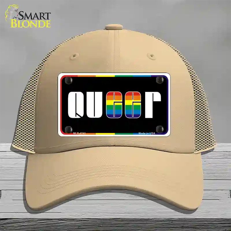 Queer Novelty License Plate Hat Mesh / Khaki