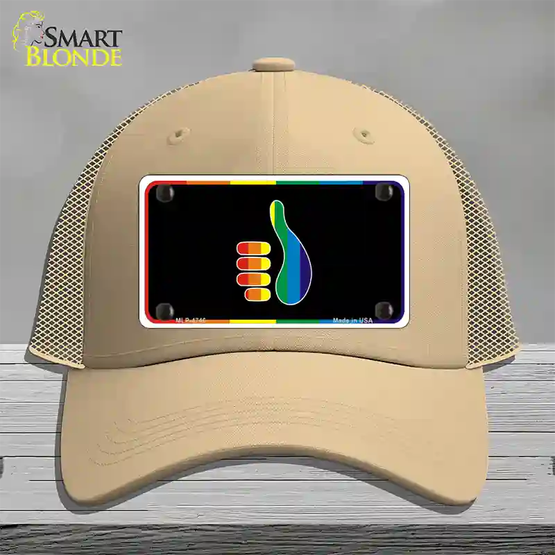 Thumbs Up Novelty License Plate Hat Mesh / Khaki