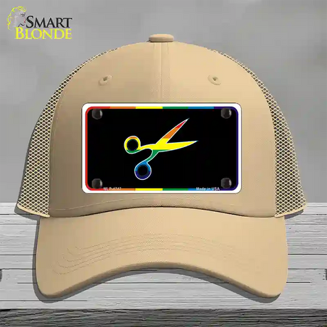 Scissors Novelty License Plate Hat Mesh / Khaki