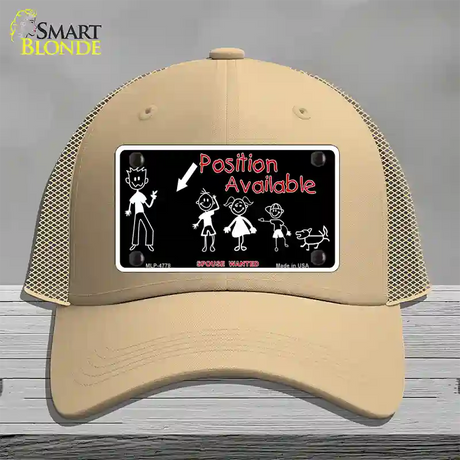 Position Available Novelty License Plate Hat Mesh / Khaki