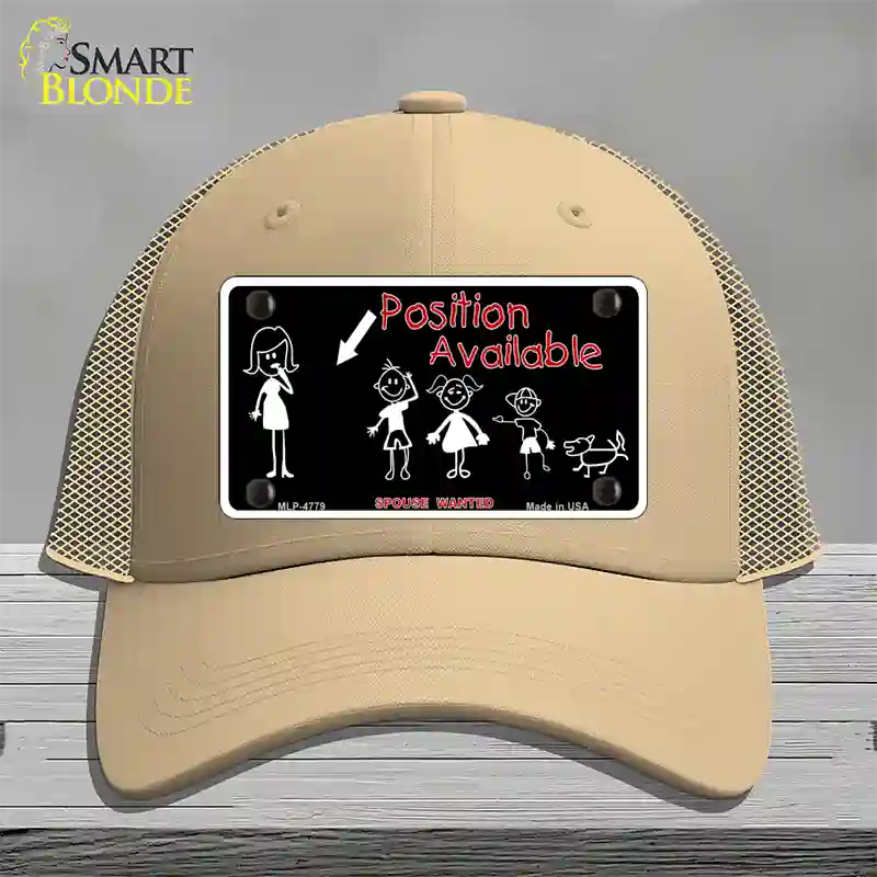 Position Available Male Novelty License Plate Hat Mesh / Khaki