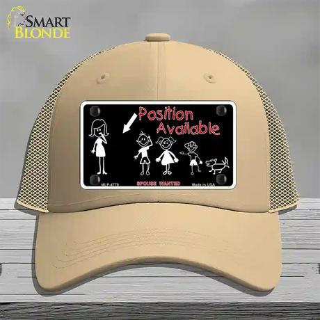 Position Available Male Novelty License Plate Hat Mesh / Khaki