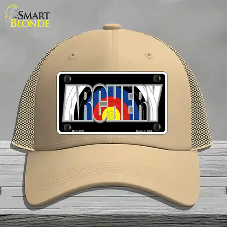 Archery Novelty License Plate Hat Mesh / Khaki