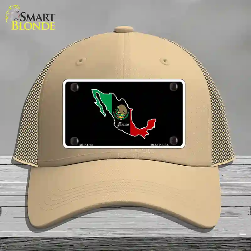 Mexico Outline Novelty License Plate Hat Mesh / Khaki