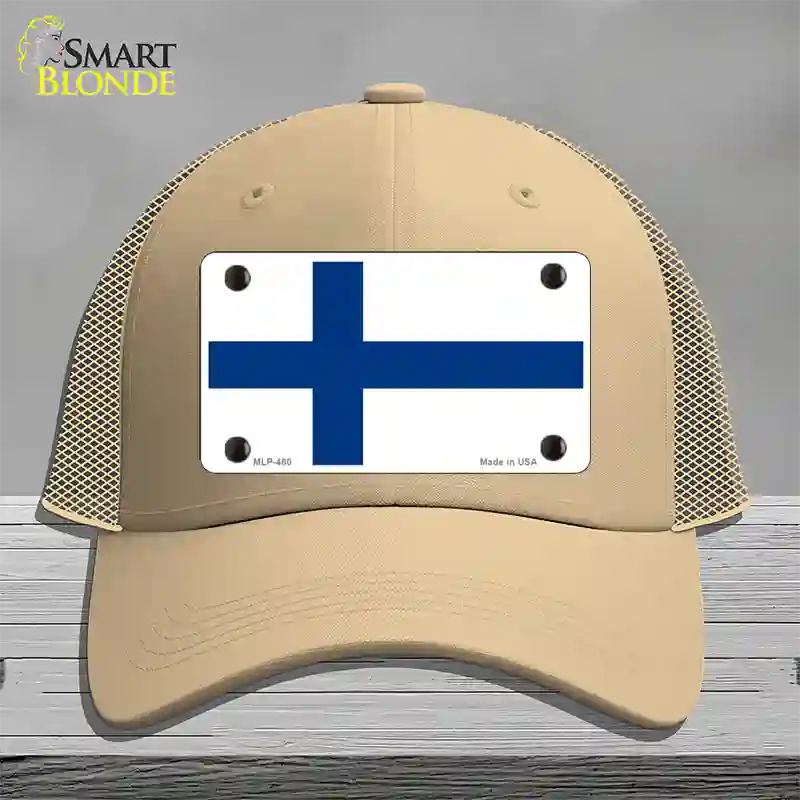 Finland Flag Novelty License Plate Hat Mesh / Khaki