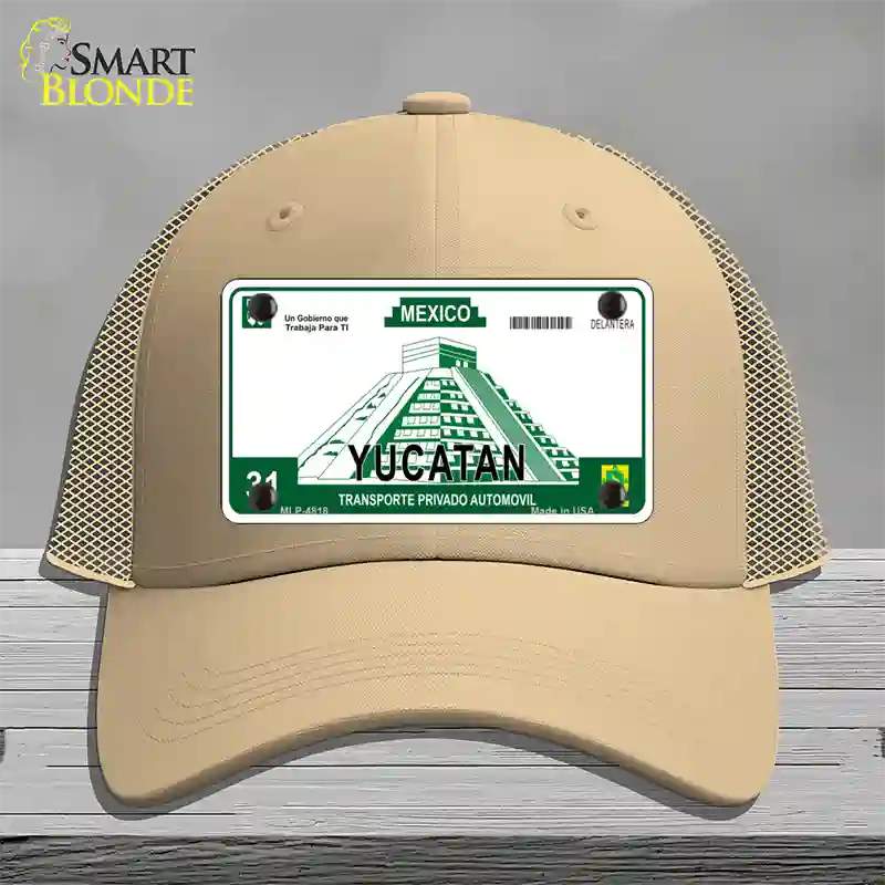 Yucatan Mexico Novelty License Plate Hat Mesh / Khaki