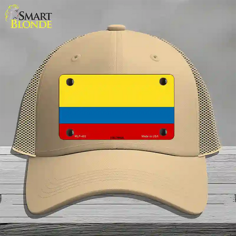 Colombia Flag Novelty License Plate Hat Mesh / Khaki