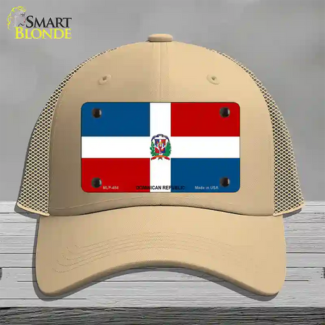 Dominican Republic Flag Novelty License Plate Hat Mesh / Khaki