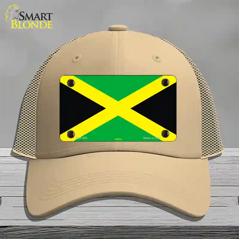 Jamaica Flag Novelty License Plate Hat Mesh / Khaki