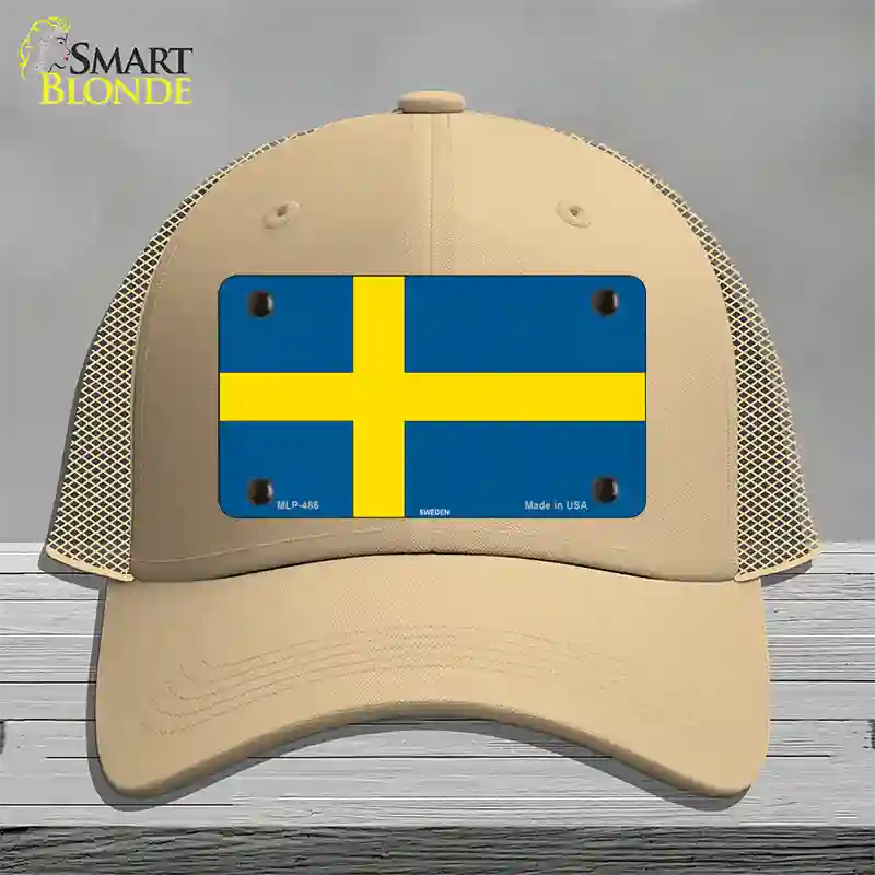 Sweden Flag Novelty License Plate Hat Mesh / Khaki