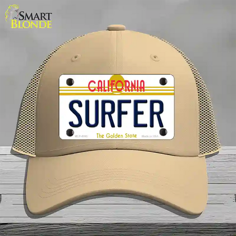 Surfer California Novelty License Plate Hat Mesh / Khaki