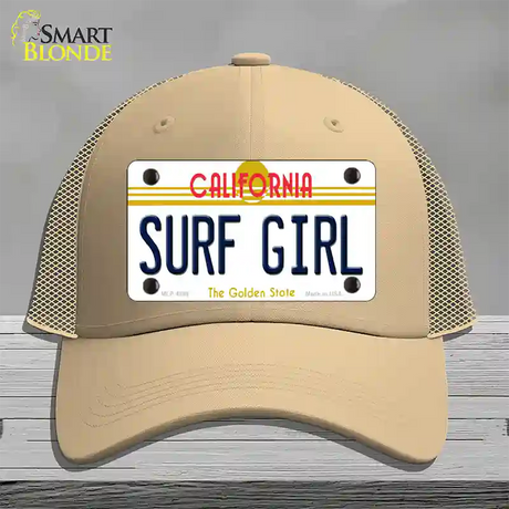 Surf Girl California Novelty License Plate Hat Mesh / Khaki