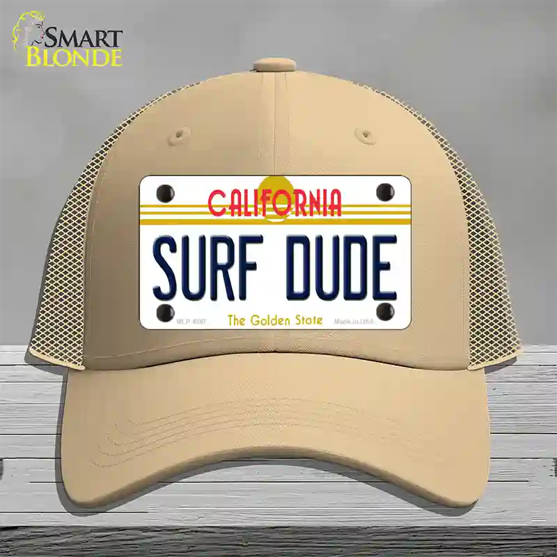 Surf Dude California Novelty License Plate Hat Mesh / Khaki