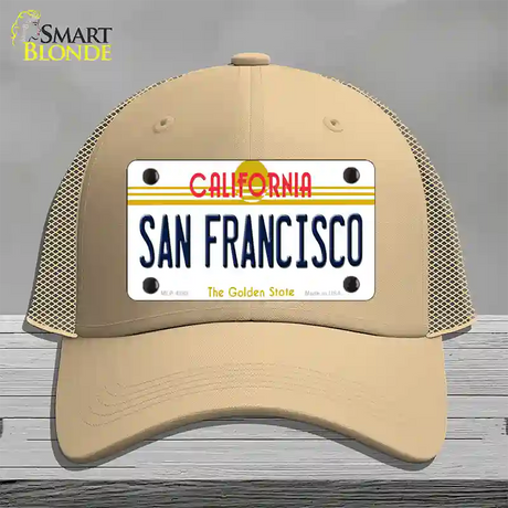 San Francisco California Novelty License Plate Hat Mesh / Khaki