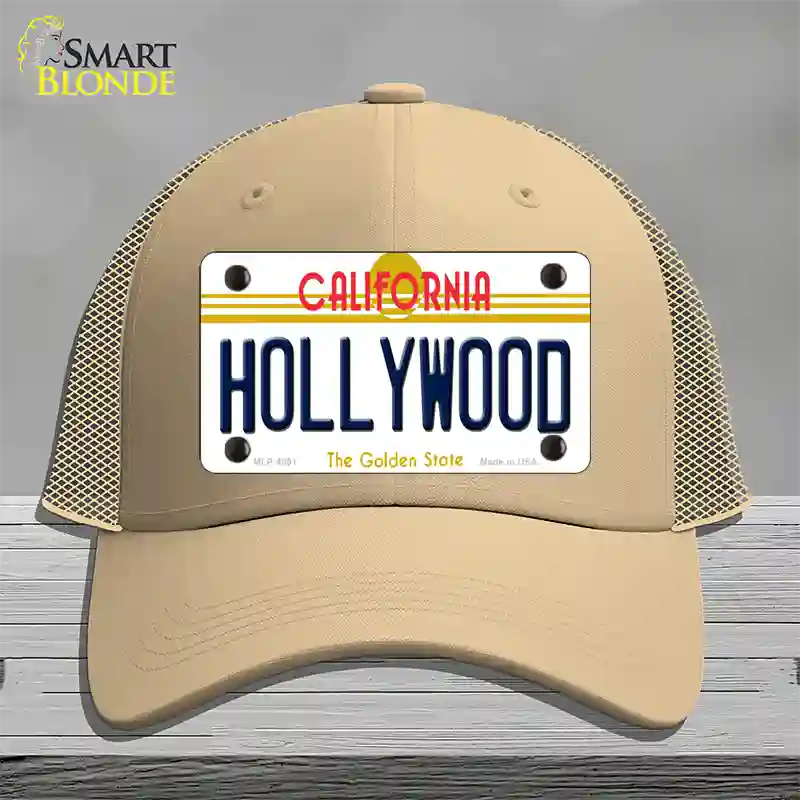 Hollywood California Novelty License Plate Hat Mesh / Khaki