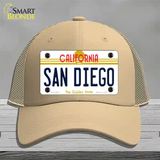 San Diego California Novelty License Plate Hat Mesh / Khaki