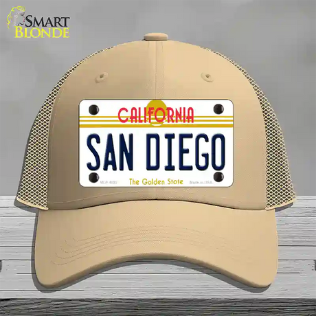 San Diego California Novelty License Plate Hat Mesh / Khaki