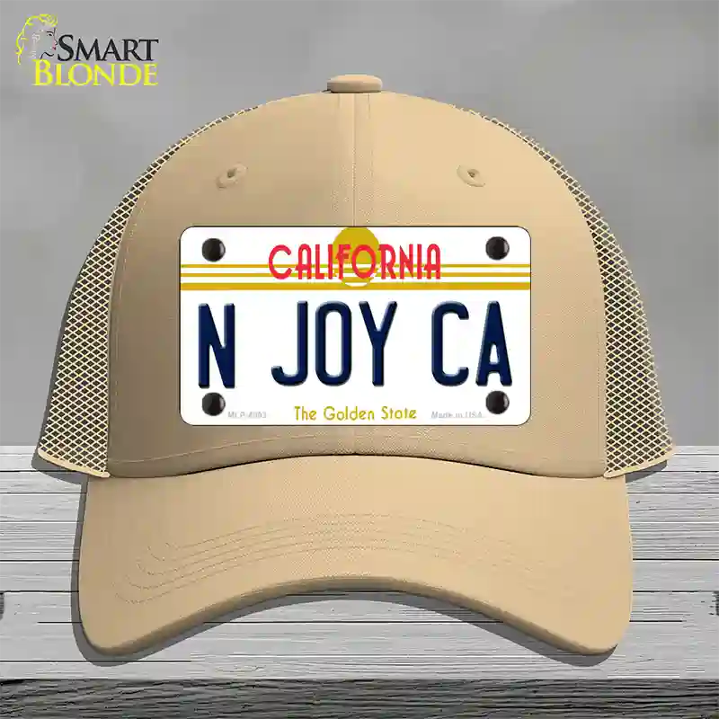 N Joy Ca California Novelty License Plate Hat Mesh / Khaki